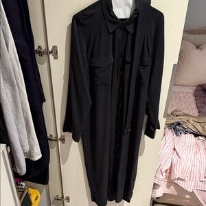 Top shop Black Button-Up Long Sleeve Dress